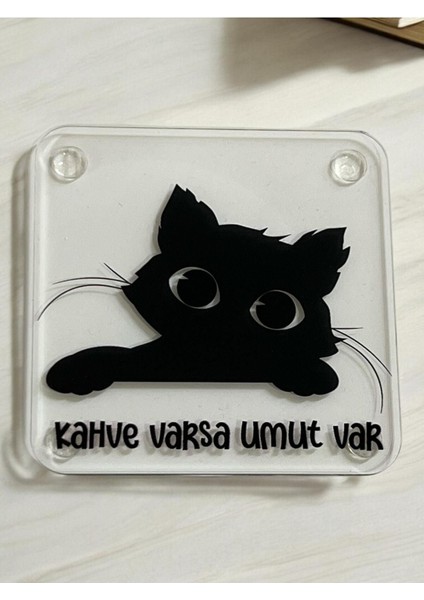 Elite Kedi Desenli Pleksi 4'lü Bardak Altlığı Fincan Altlık Kupa Altlık 1 Adet indirimleri