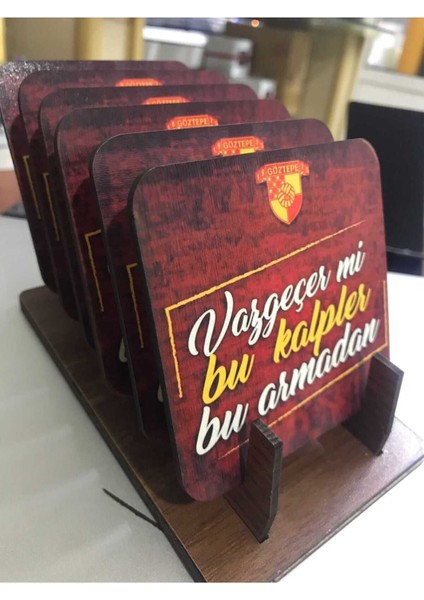 Elite Göztepe 9*9 cm Ahşap Bardak Altlığı 6 Lı 1 Adet