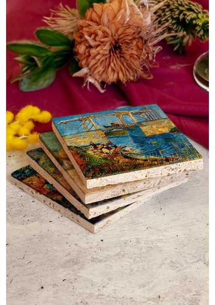 Elite Vincent Van Gogh 4lü Set Taş Bardak Altlığı VANGOGH01 1 Adet