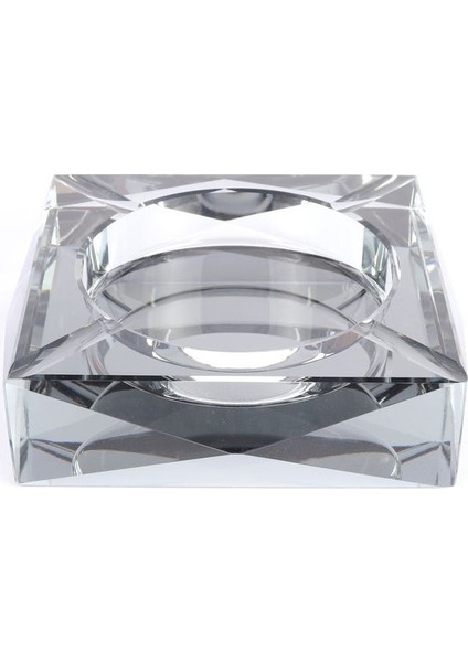 Elite Kristal Gri Şeffaf Küllük / Kül Tablası Modern Elmas Kesim 3477-3 1 Adet