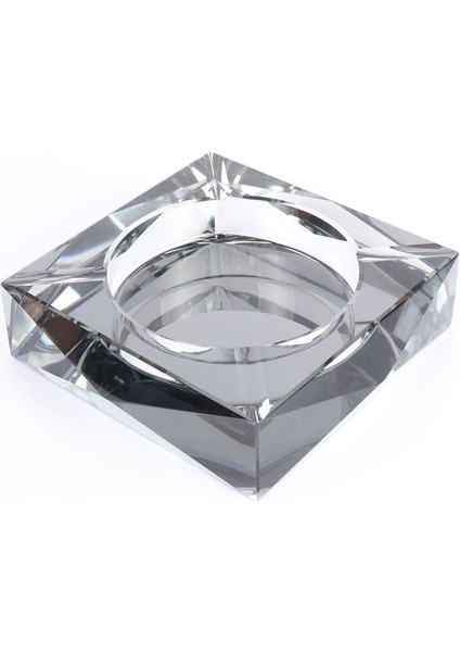 Elite Kristal Gri Şeffaf Küllük / Kül Tablası Modern Elmas Kesim 3477-3 1 Adet