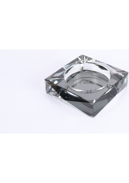 Elite Kristal Gri Şeffaf Küllük / Kül Tablası Modern Elmas Kesim 3477-3 1 Adet
