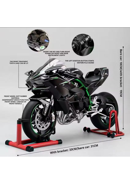 Kawasaki H2R 1/6 Motor Maket - Isikli Sesli Benzinli Egzoz Dumanli (Videoyu Izleyin)