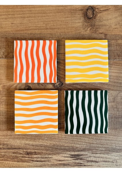 Elite El Yapımı Taş Bardak Altlığı 4’lü Set Renkli Bardak Altı - Stone Coasters 1 Adet