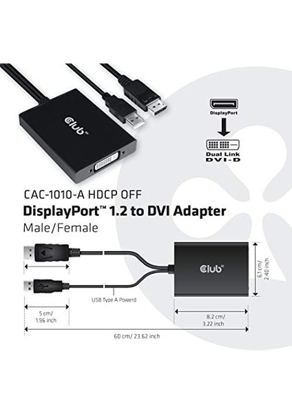 3D CAC-1010-A Aktif Adaptör Displayport Dvı-D Hdcp Off (Sinema Ekranları Için)