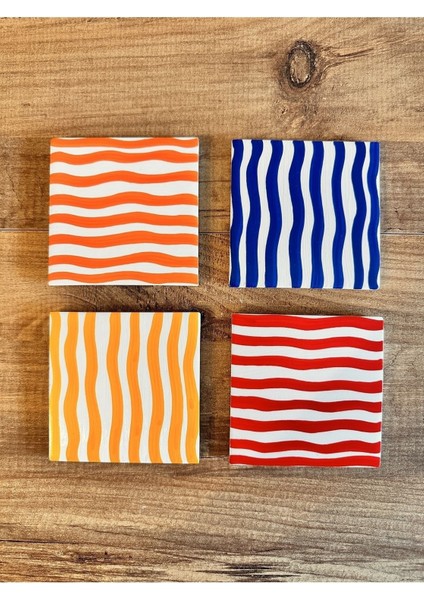 Elite Bardak Altlığı - Bardak Altı - El Yapımı Taş Bardak Altı - 4’lü Set Renkli - Stone Coasters 1 Adet