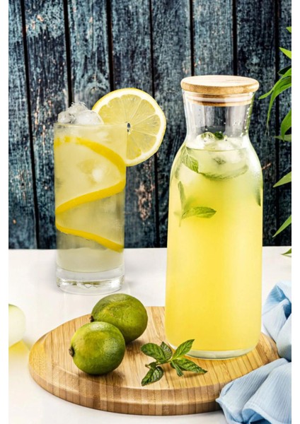 Elite Taktik - Bambu Kapaklı Cam Karaf Küçük 600ML 1 Adet
