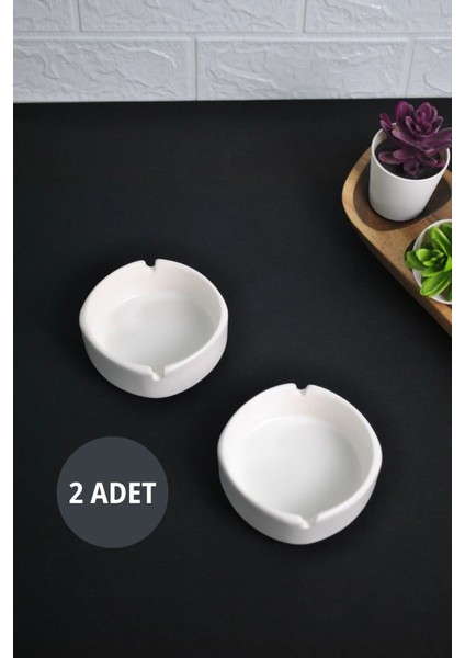 Elite 2 Adet Mat Seramik Kül Tablası Sade Yuvarlak Kül Tabağı Küllük 10 cm 1 Adet