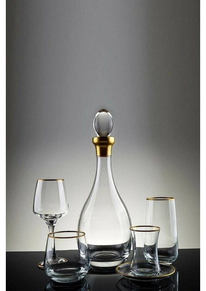 Elite Sglass Decor 61 Parça 12 Kişilik Altın Yaldızlı Su Takımı Çeyiz Seti 1 Adet