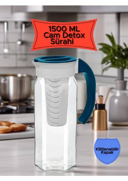 Elite 1500 ml Detox Sağlıklı Cam Sürahi 1 Adet