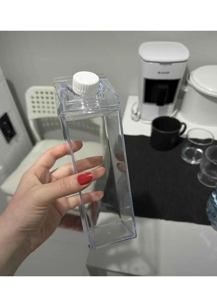 Elite 500ML Mika Süt Kutu Tasarımlı Su Kahve Içecek Şişesi | Cam Değildir | Kahve ve Sunum Bardağı -1 Adet 1 Adet