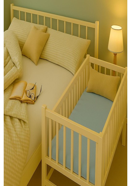 2 Adet 70 x 120 x 20 cm Anne Yanı Lastikli Penye Kumaş Bebek Çarşafı