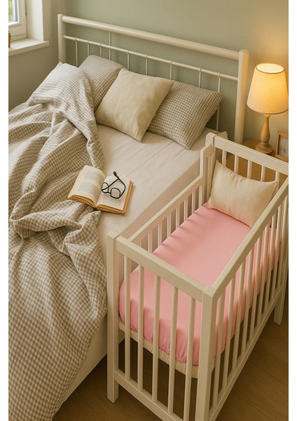 3 Adet 70 x 120 x 20 cm Anne Yanı Lastikli Penye Kumaş Bebek Çarşafı