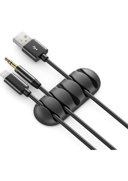 Yapışkanlı Kablo Yönetim Klipsleri, Kablo Düzenleyiciler Tel Klipler Tv Pc Için Kablo Tutucu Dizüstü,ofis Masası Güçlü Yapışkan Serit (Siyah 5 Şeritli (6ADET))