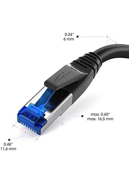- Cat 7 Ethernet Kablosu, Kırılmaya Dayanıklı - 10M - 10 Gbit Ağ, 0,25-30M Arasında Mevcut (Yüksek Hızlı Ağlar Için Yama Kablosu, Pc, Anahtar/yönlendirici/modem, RJ45, Siyah)
