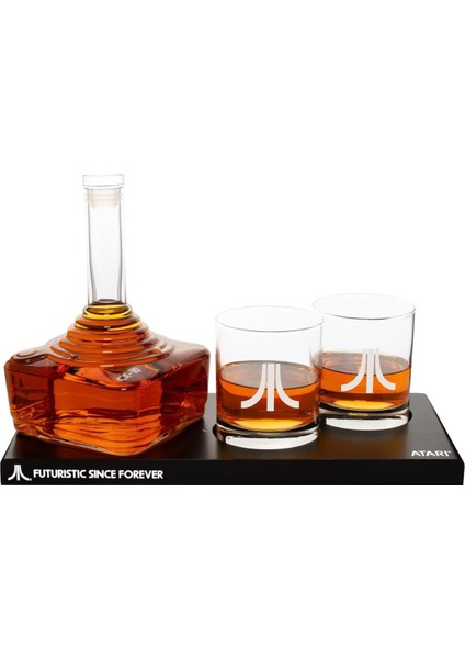 Elite Atari Joystick Decanter Seti 2 Atari Action Button Bardağı, CX78+ Oyun Pad Tray ile 750ML Şişe 1 Adet