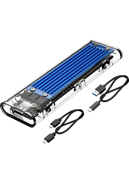 Nvme Kasa, M.2 SSD USB C Kasası 10GBPS, Pcıe USB 3.2 Gen2 Harici Adaptör, M2 Nvme M-Key/m+B Key Solid State Sürücü Ölçüleri 2230/2242/2260/2280, Uasp Trim (Tcm2 Mavi)