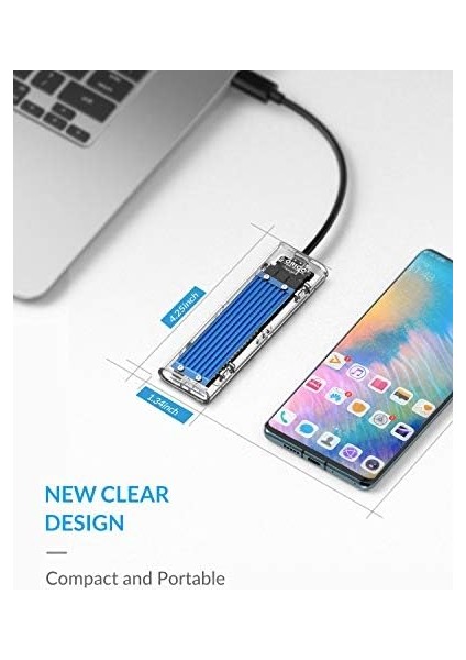 Nvme Kasa, M.2 SSD USB C Kasası 10GBPS, Pcıe USB 3.2 Gen2 Harici Adaptör, M2 Nvme M-Key/m+B Key Solid State Sürücü Ölçüleri 2230/2242/2260/2280, Uasp Trim (Tcm2 Mavi)