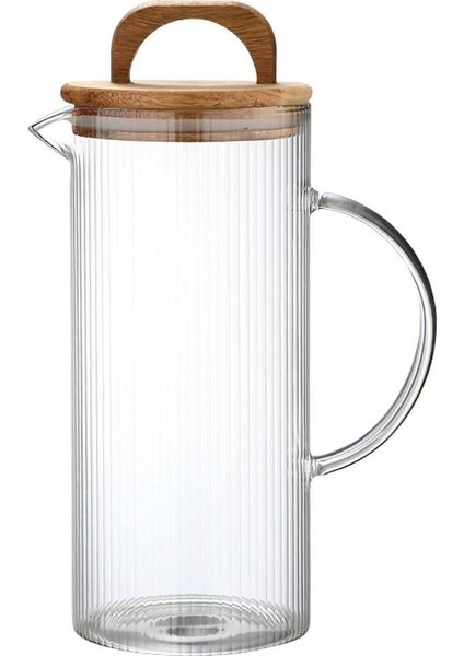 Elite Acacia 1300 ml Akasya Vakum Kapak Borosilikat Yuvarlak Cam Sürahi 10X22 cm 1 Adet