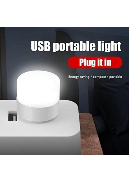 Mini USB LED Işık, 1W Enerji Tasarruflu, Gece Aydınlatma, Rehber Gece Lambası, Kitap Okuma Lambası Işığı, Küçük Yuvarlak Işıklar (4 Adet)