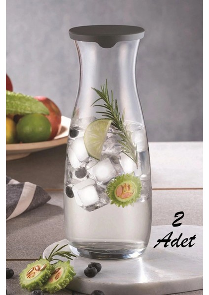 Elite 43813 Amphora Sürahi - 2 Li Cam Karaf Başucu Sürahisi Meşrubat Şişesi 1180 cc Gri 1 Adet