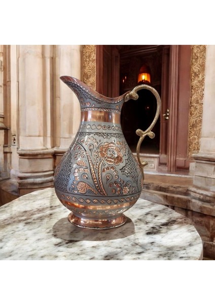 Elite Bakır Sürahi Bakır Su Sürahisi Bakır Ayran Sürahisi Işlemeli Şık Sürahi 1 Adet