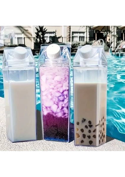 Elite Mika Süt Kutusu Tasarımlı Su Kahve Meyve Suyu Detox Suyu Içecek Şişesi 500 ml 1 Adet