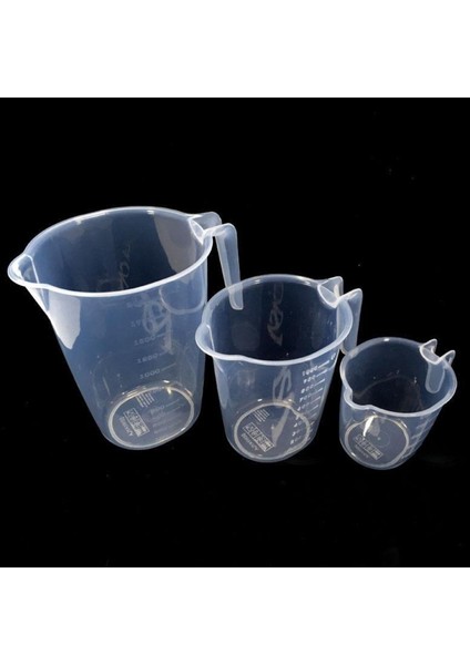 Elite 3lü Set Ölçek Kapları 500ML-1000ML-2000ML Şeffaf Kırılmayan Plastik 3 Farklı Boy Çok Amaçlı Dereceli 1 Adet