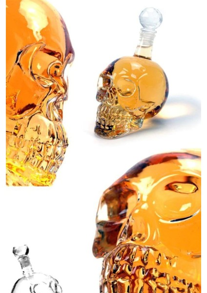 Elite Alkol ve Meşrubat Içecek Dekoratif Crystal Head Kuru Kafa Cam Şişesi 550 ml Büyük Boy Luxury Sürahi 1 Adet