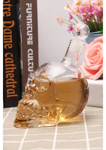 Elite Alkol ve Meşrubat Içecek Dekoratif Crystal Head Kuru Kafa Cam Şişesi 550 ml Büyük Boy Luxury Sürahi 1 Adet