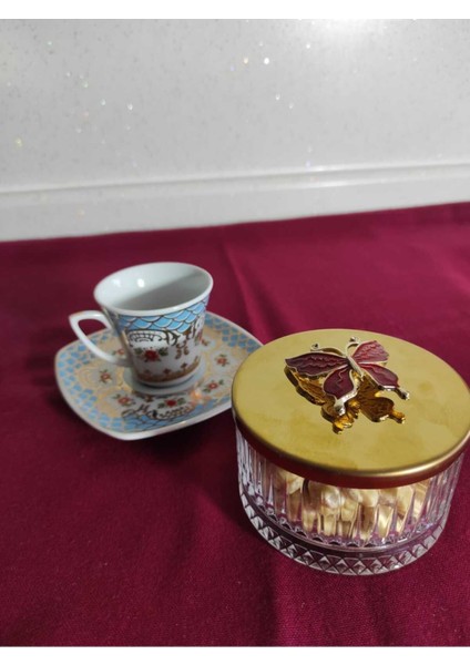 Elite Paşabehçe Elysia Şekerlik Çerezlik Lokumluk Gold Kapaklı Kelebek Figürlü. 1 Adet