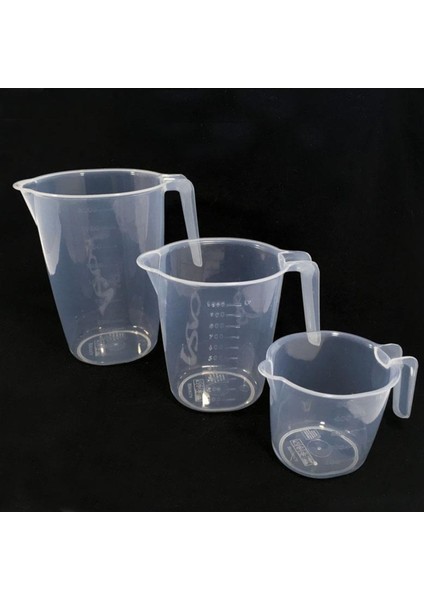 Elite 3lü Set Ölçek Kapları 500ML-1000ML-2000ML Şeffaf Kırılmayan Plastik 3 Farklı Boy Çok Amaçlı Dereceli 1 Adet