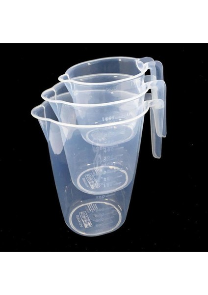 Elite 3lü Set Ölçek Kapları 500ML-1000ML-2000ML Şeffaf Kırılmayan Plastik 3 Farklı Boy Çok Amaçlı Dereceli 1 Adet