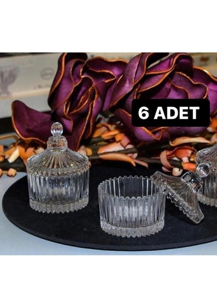 Elite Kapaklı Kesme Cam Şekerlik Lokumluk Kahve Yanı Sunumluk Kahve Yanı Lokumluk Şekerlik 6 Lı-12 Parça 1 Adet