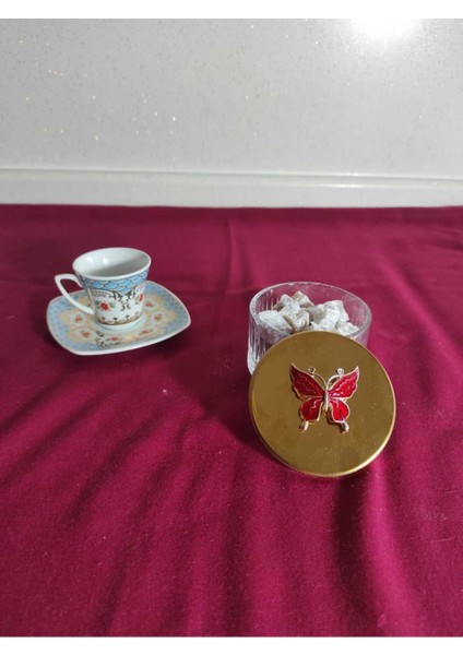 Elite Paşabehçe Elysia Şekerlik Çerezlik Lokumluk Gold Kapaklı Kelebek Figürlü. 1 Adet