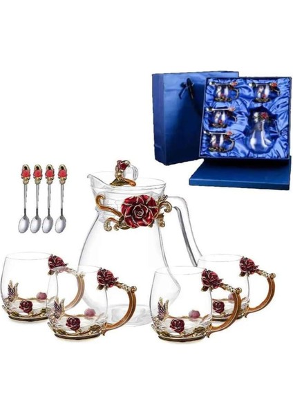 Elite Kapaklı Cam Sürahi – 4'lü Set | 1 Adet