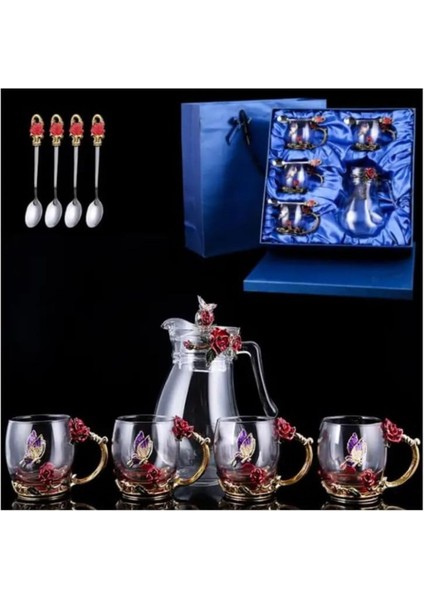 Elite Kapaklı Cam Sürahi – 4'lü Set | 1 Adet