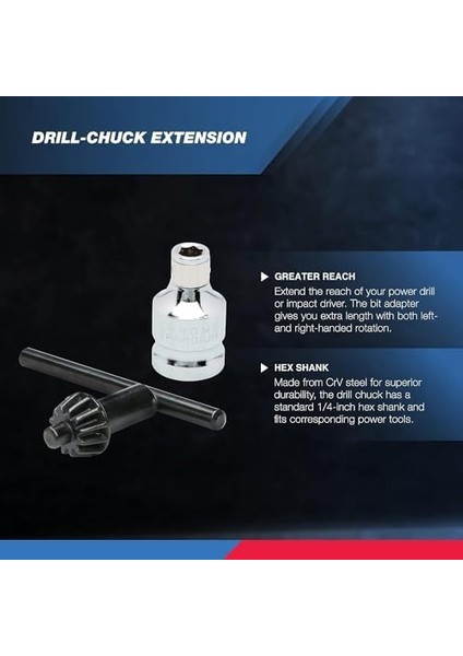 20754 Bir 3/8 Chuck Dönüştürücü, Quick Change Şaftlı Sürücüler Için | 1/2 Adaptör Dahil