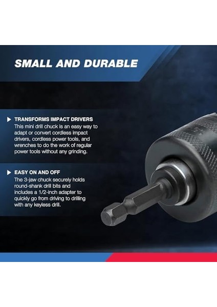 20754 Bir 3/8 Chuck Dönüştürücü, Quick Change Şaftlı Sürücüler Için | 1/2 Adaptör Dahil