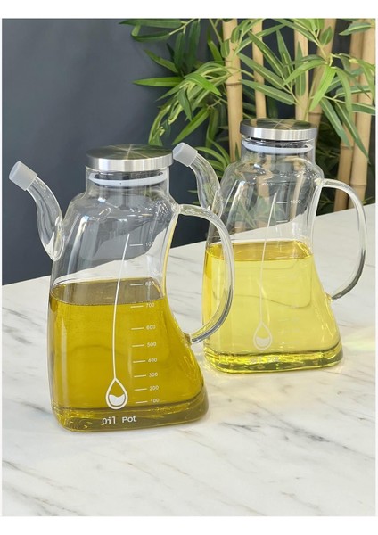 Elite Lüx Borosilikat Cam 1000 ml 2 Li Yağlık Seti 1 Adet