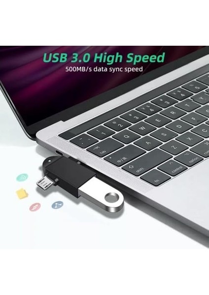 1 Arada Micro USB Type-C Otg Dönüştürücü Adaptör Otg C Tipi Adaptör 2 In 1 Otg Mikro USB Dönüştürücü USB C 3.0 Flash Disk Fare Konektörü Akıllı Telefon Android USB Tak Çalıştır 3 In 1