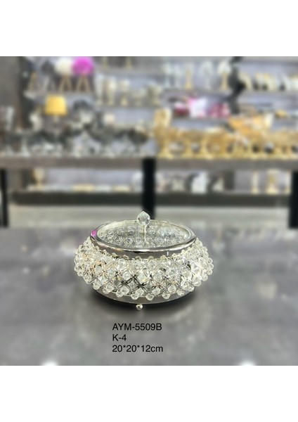 Elite Gümüş Kristalli Şekerlik 5509B 1 Adet
