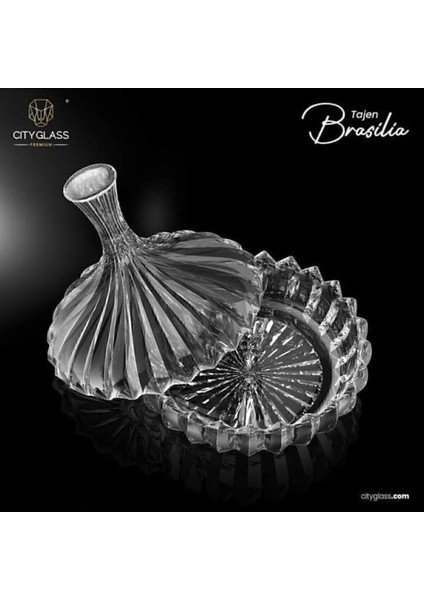 Elite City Glass Kristal Kesme Şık Tasarım Şekerlik Sugar 1 Adet 1 Adet