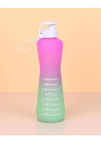 Elite 750 ml Çift Renk Ölçü Baskılı Motivasyon Sağlıklı Cam Su Şişesi 1 Adet