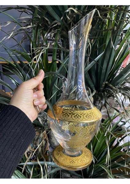 Elite El Yapımı Gold Kaftan Işlemeli Cam Sürahi Şerbetlik 1 Adet