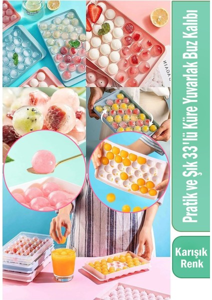Elite 1 Adet Pratik ve Şık 33'lü Küre Yuvarlak Buz Kalıbı Içeceklerinize Farklı Bir Dokunuş! [asorti] 1 Adet