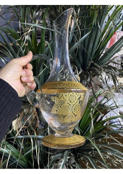Elite El Yapımı Gold Kaftan Işlemeli Cam Sürahi Şerbetlik 1 Adet