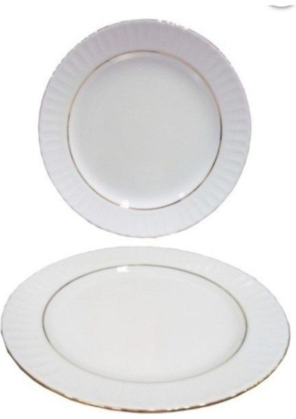 Elite Güral 25 cm Yaldizli Duz Tabak 12 Li 1 Adet