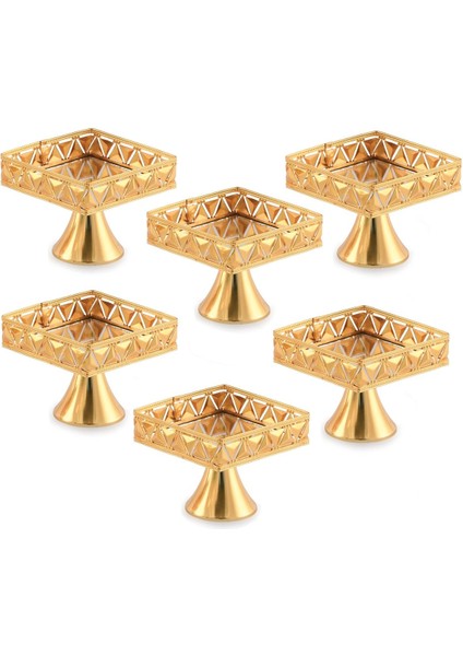 Elite 6 'li Diamond Desenli Ayakli Kare Şekerlik 10 cm 1 Adet