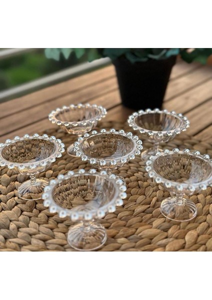 Elite 6 Lı Boncuklu Ayaklı Plastik Mika Lokumluk Mini Sunumluk 1 Adet